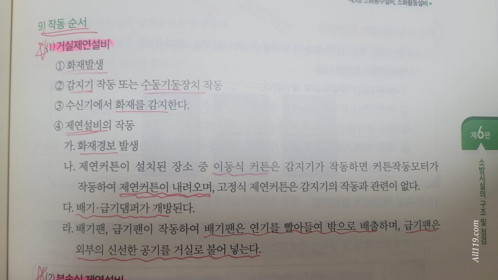 거실제연설비 작동순서-소방안전관리자 강습교재